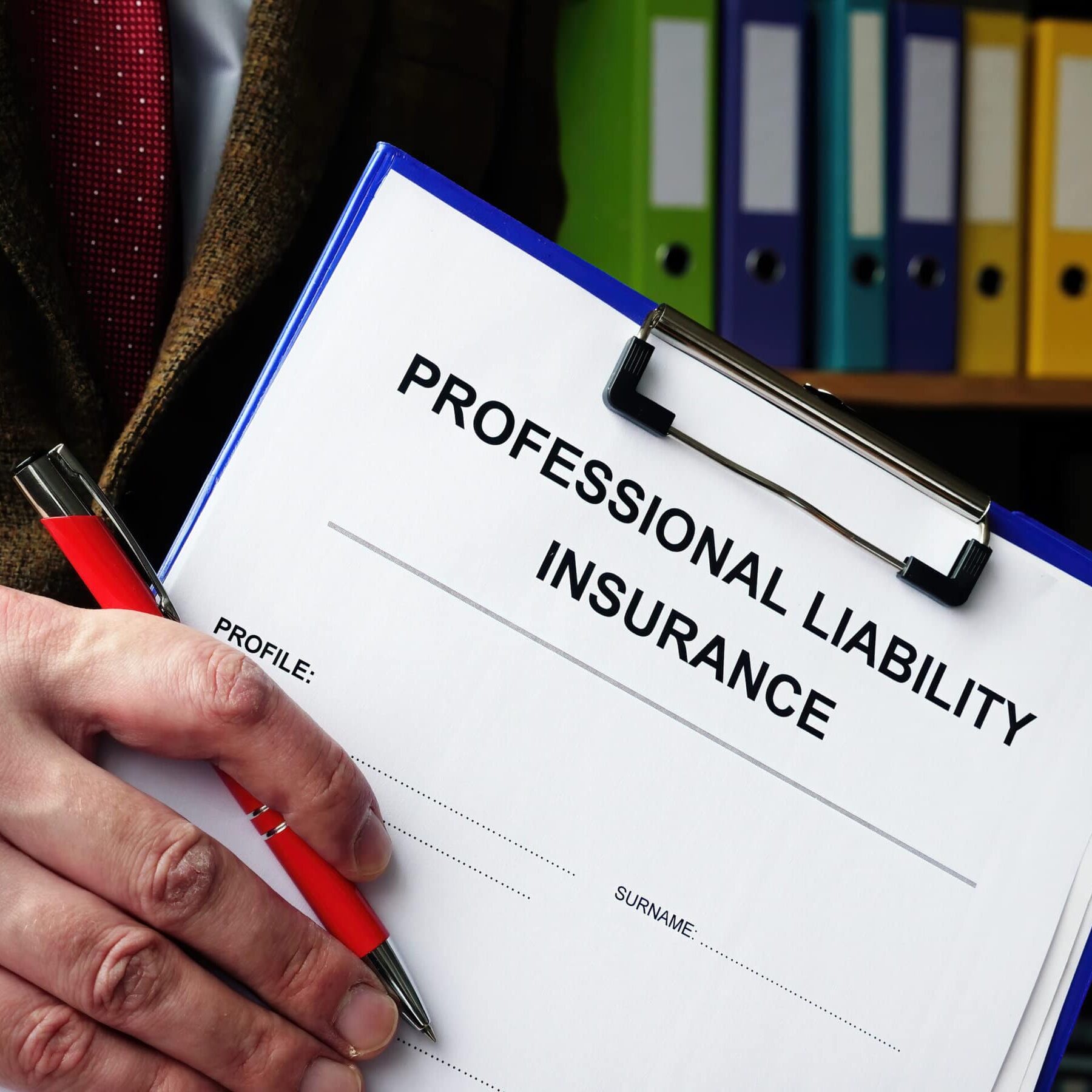 PLI professional liability insurance empty form ready for signing.