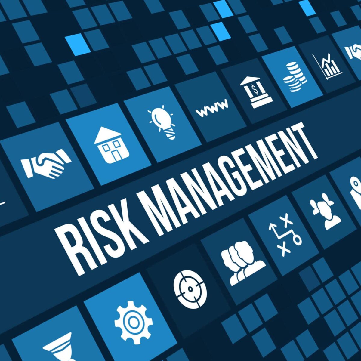 Risk Management concept image with business icons and copyspace.